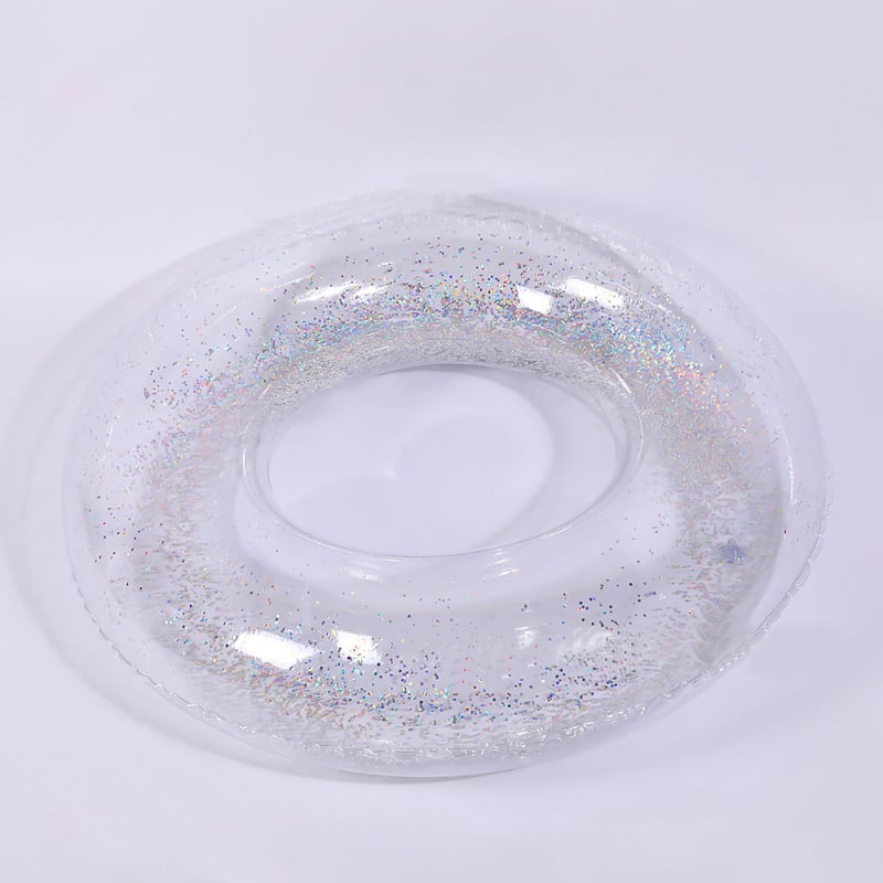Dječji prozirni plivački prsten sa štrasom, PVC ekološki prihvatljiv, nadomak napuhavanja, debljina 0.25 mm, dizajn ispod pazuha za sprječavanje prevrnutja