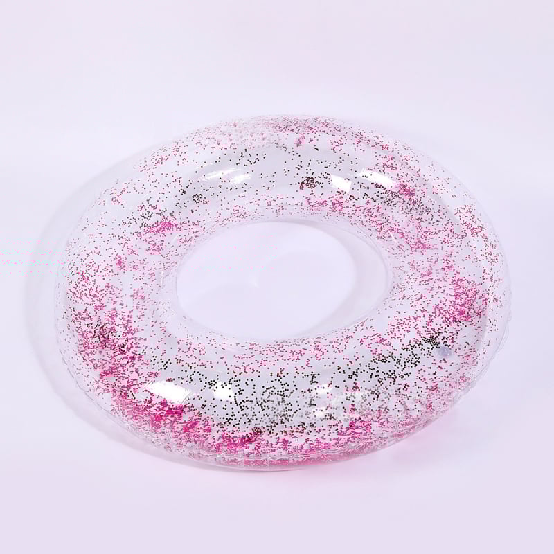 Dječji prozirni plivački prsten sa štrasom, PVC ekološki prihvatljiv, nadomak napuhavanja, debljina 0.25 mm, dizajn ispod pazuha za sprječavanje prevrnutja