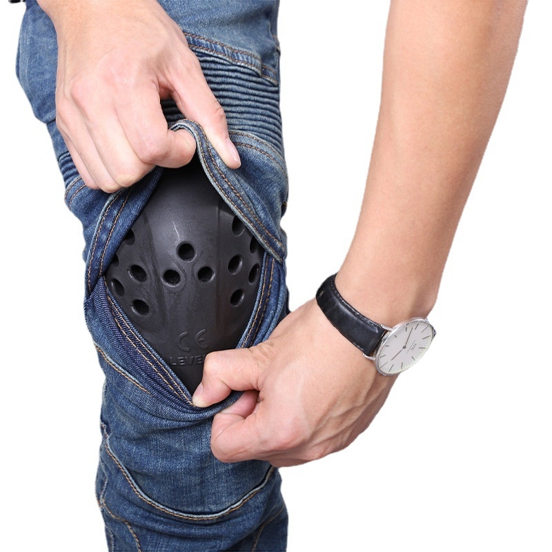 Pantaloni denim pentru motocicletă cu protecții PK-722 – evacuează umezeala, material din amestec de bumbac, uni, unisex, vară