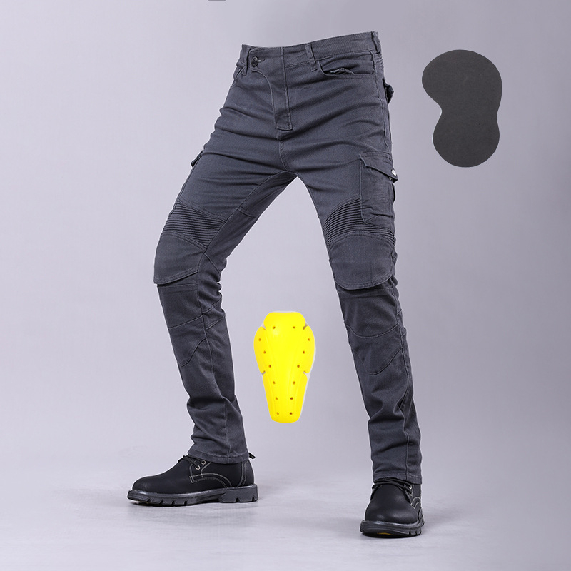 Pantaloni denim pentru motocicletă cu protecții PK-722 – evacuează umezeala, material din amestec de bumbac, uni, unisex, vară