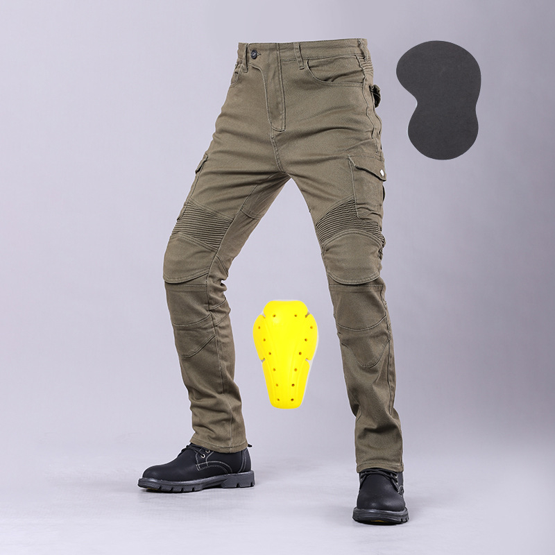 Pantaloni denim pentru motocicletă cu protecții PK-722 – evacuează umezeala, material din amestec de bumbac, uni, unisex, vară