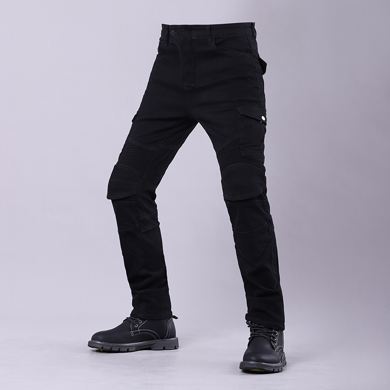 Pantaloni denim pentru motocicletă cu protecții PK-722 – evacuează umezeala, material din amestec de bumbac, uni, unisex, vară