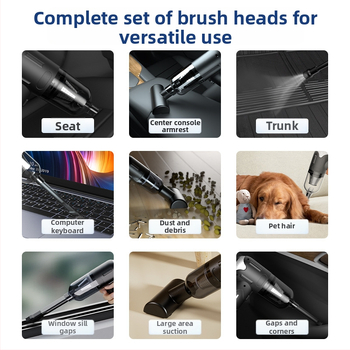 Käsihoiduline autosõiduki tolmuimeja, juhtmeta, harjadeta, võimas, kahe kiirusega imemine ja puhumine, kaasaskantav mini (7.4V, 80W, 16000Pa, 25 min, 78 dB)