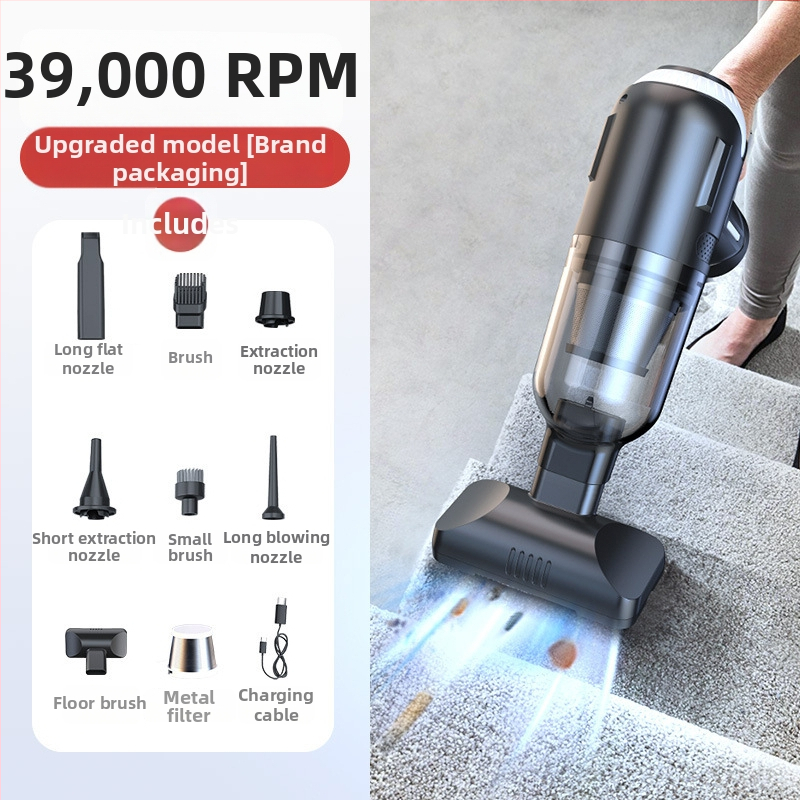 Käsihoiduline autosõiduki tolmuimeja, juhtmeta, harjadeta, võimas, kahe kiirusega imemine ja puhumine, kaasaskantav mini (7.4V, 80W, 16000Pa, 25 min, 78 dB)