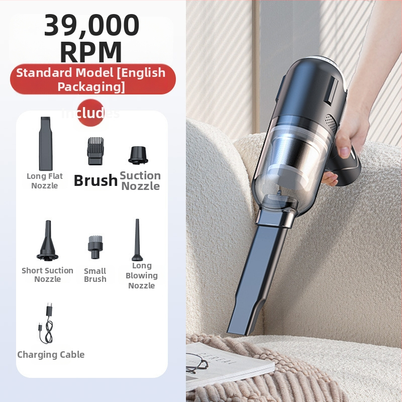 Käsihoiduline autosõiduki tolmuimeja, juhtmeta, harjadeta, võimas, kahe kiirusega imemine ja puhumine, kaasaskantav mini (7.4V, 80W, 16000Pa, 25 min, 78 dB)