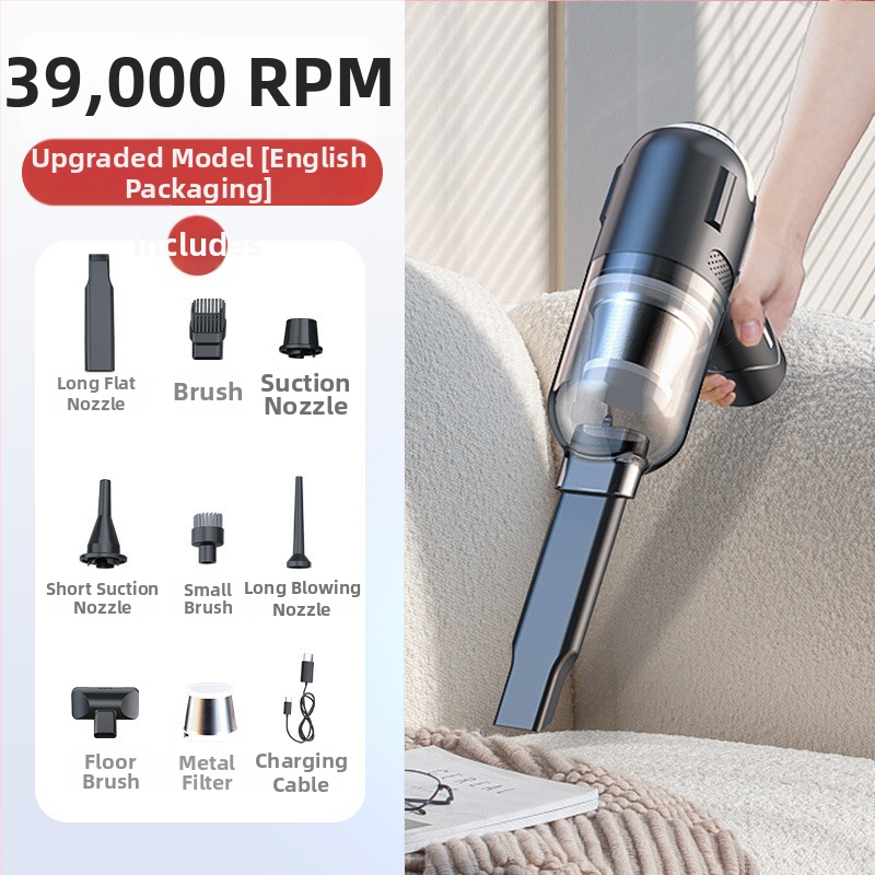 Käsihoiduline autosõiduki tolmuimeja, juhtmeta, harjadeta, võimas, kahe kiirusega imemine ja puhumine, kaasaskantav mini (7.4V, 80W, 16000Pa, 25 min, 78 dB)