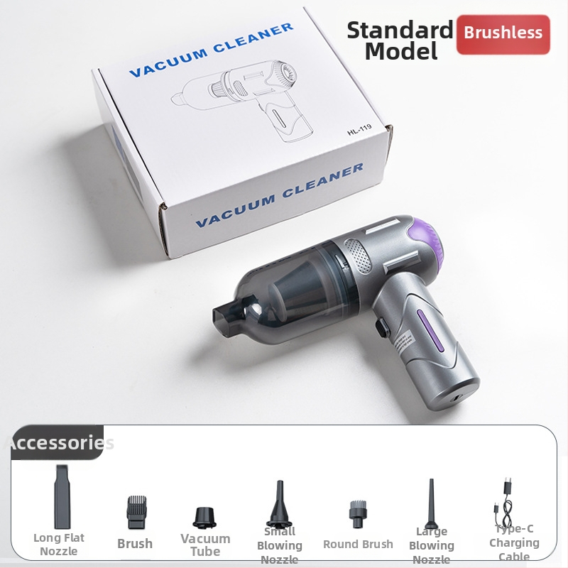 Käsihoiduline autosõiduki tolmuimeja, juhtmeta, harjadeta, võimas, kahe kiirusega imemine ja puhumine, kaasaskantav mini (7.4V, 80W, 16000Pa, 25 min, 78 dB)