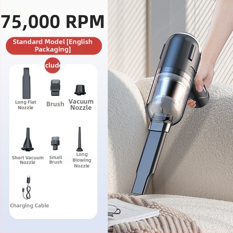 Käsihoiduline autosõiduki tolmuimeja, juhtmeta, harjadeta, võimas, kahe kiirusega imemine ja puhumine, kaasaskantav mini (7.4V, 80W, 16000Pa, 25 min, 78 dB)