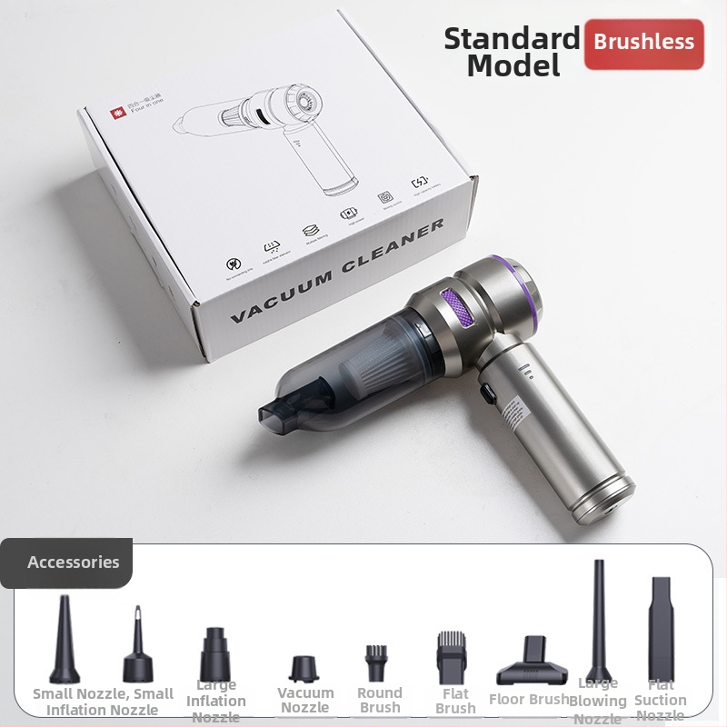 Käsihoiduline autosõiduki tolmuimeja, juhtmeta, harjadeta, võimas, kahe kiirusega imemine ja puhumine, kaasaskantav mini (7.4V, 80W, 16000Pa, 25 min, 78 dB)