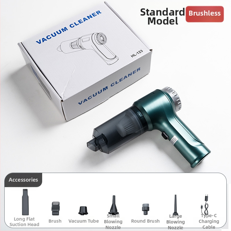 Käsihoiduline autosõiduki tolmuimeja, juhtmeta, harjadeta, võimas, kahe kiirusega imemine ja puhumine, kaasaskantav mini (7.4V, 80W, 16000Pa, 25 min, 78 dB)