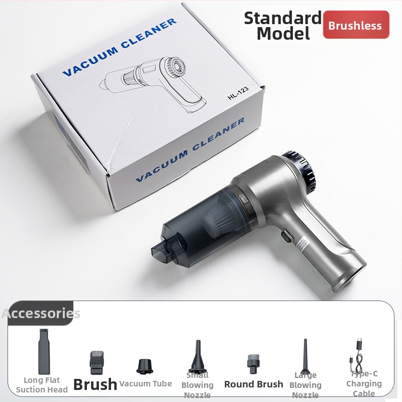 Käsihoiduline autosõiduki tolmuimeja, juhtmeta, harjadeta, võimas, kahe kiirusega imemine ja puhumine, kaasaskantav mini (7.4V, 80W, 16000Pa, 25 min, 78 dB)
