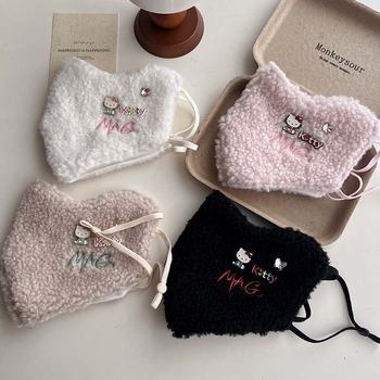 Зимна топла маска за жени - полиестер, ушна ластика, прахозащитна