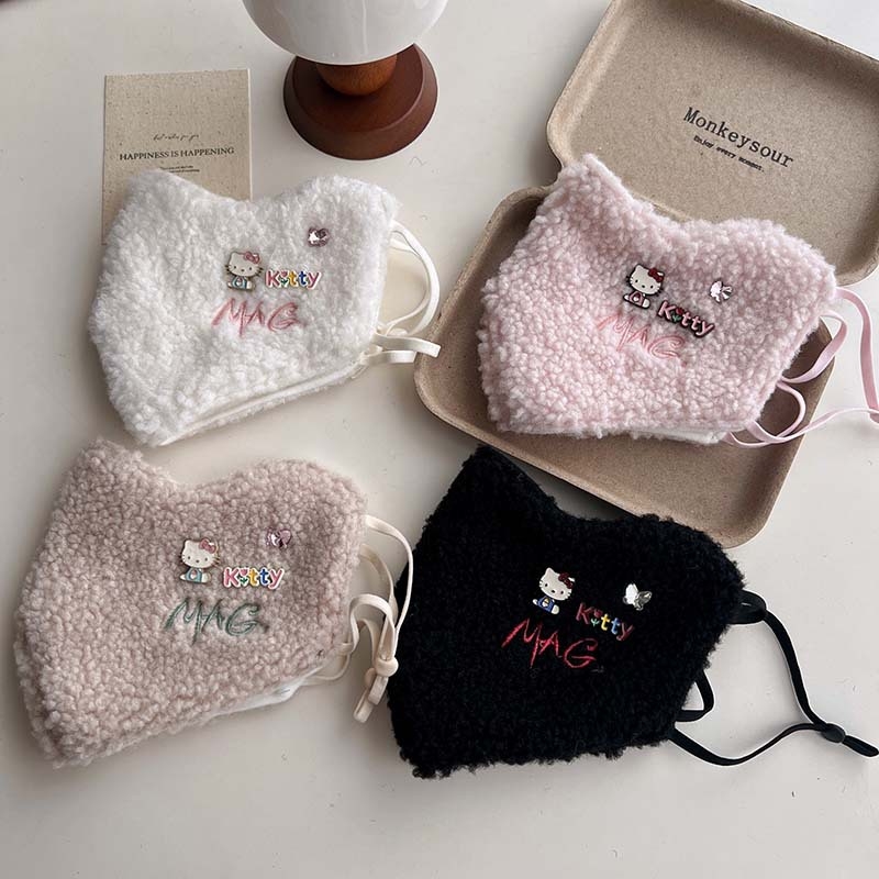 Зимна топла маска за жени - полиестер, ушна ластика, прахозащитна