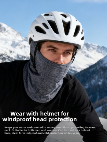 Gray Shell Merino vlna cyklistická maska, unisex — zimná ochrana tváre, vetruodolná, vnútorná výstelka prilby