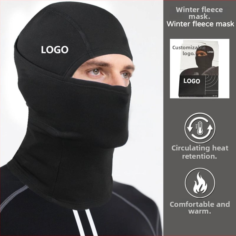 Балаклава за колоездене със флисова подплата, ветроустойчива зимна защита на лицето, полиестерен материал, унисекс