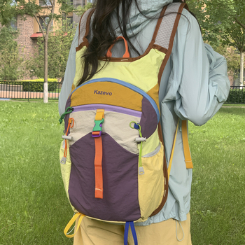 Раница PU лека за пътуване с извити презрамки, подплата от полиестер, модел с букви