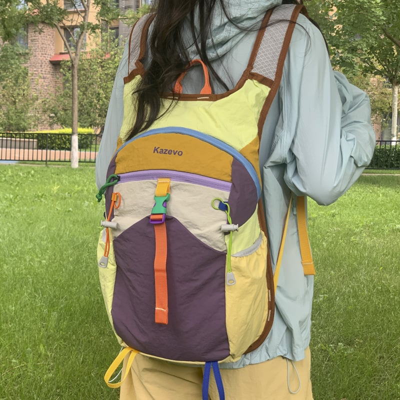 Раница PU лека за пътуване с извити презрамки, подплата от полиестер, модел с букви