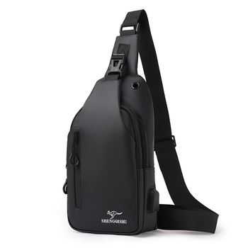 Vīriešu krūšu soma – korejiešu stilā crossbody, PU āda, ūdensnecaurlaidīga, der 8 collu klēpjdatoram, USB ports