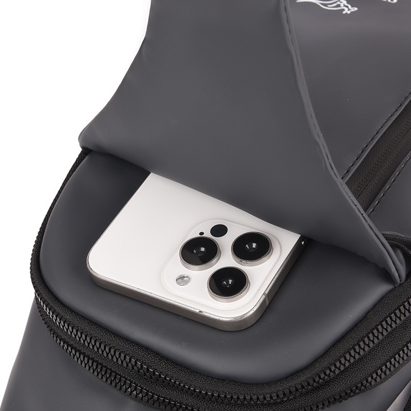 Vīriešu krūšu soma – korejiešu stilā crossbody, PU āda, ūdensnecaurlaidīga, der 8 collu klēpjdatoram, USB ports