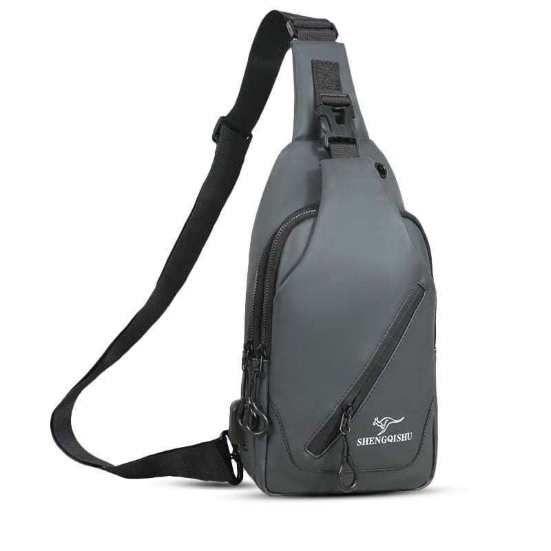 Vīriešu krūšu soma – korejiešu stilā crossbody, PU āda, ūdensnecaurlaidīga, der 8 collu klēpjdatoram, USB ports