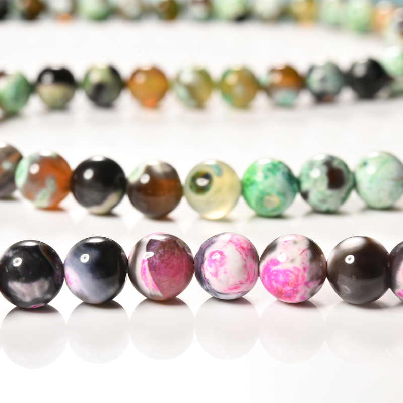 Fire Agate – prirodni kamen, ručno izrađene perle za nakit, poluproizvodi za narukvice, okrugle perle promjera 8 mm, šifra B-234