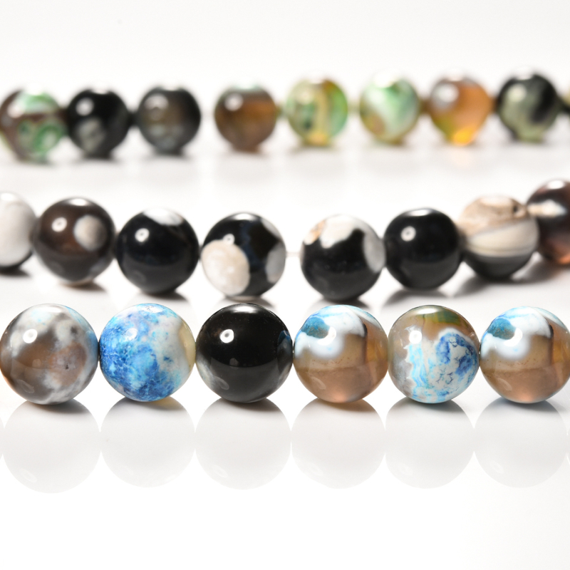 Fire Agate – prirodni kamen, ručno izrađene perle za nakit, poluproizvodi za narukvice, okrugle perle promjera 8 mm, šifra B-234