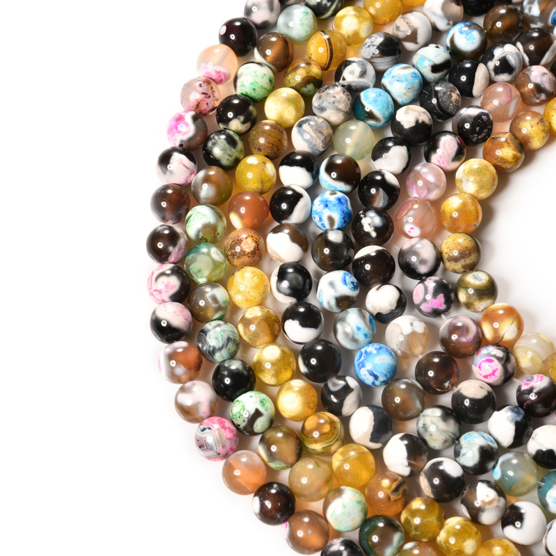 Fire Agate – prirodni kamen, ručno izrađene perle za nakit, poluproizvodi za narukvice, okrugle perle promjera 8 mm, šifra B-234