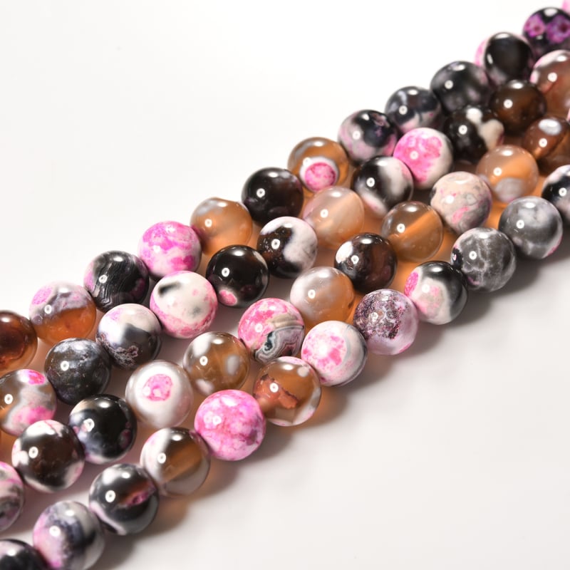 Fire Agate – prirodni kamen, ručno izrađene perle za nakit, poluproizvodi za narukvice, okrugle perle promjera 8 mm, šifra B-234