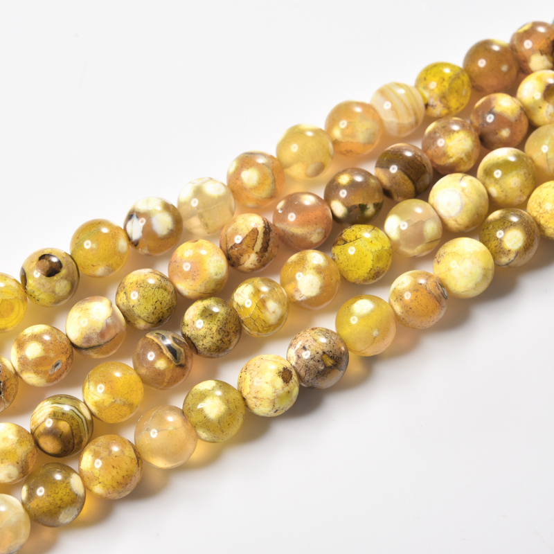 Fire Agate – prirodni kamen, ručno izrađene perle za nakit, poluproizvodi za narukvice, okrugle perle promjera 8 mm, šifra B-234