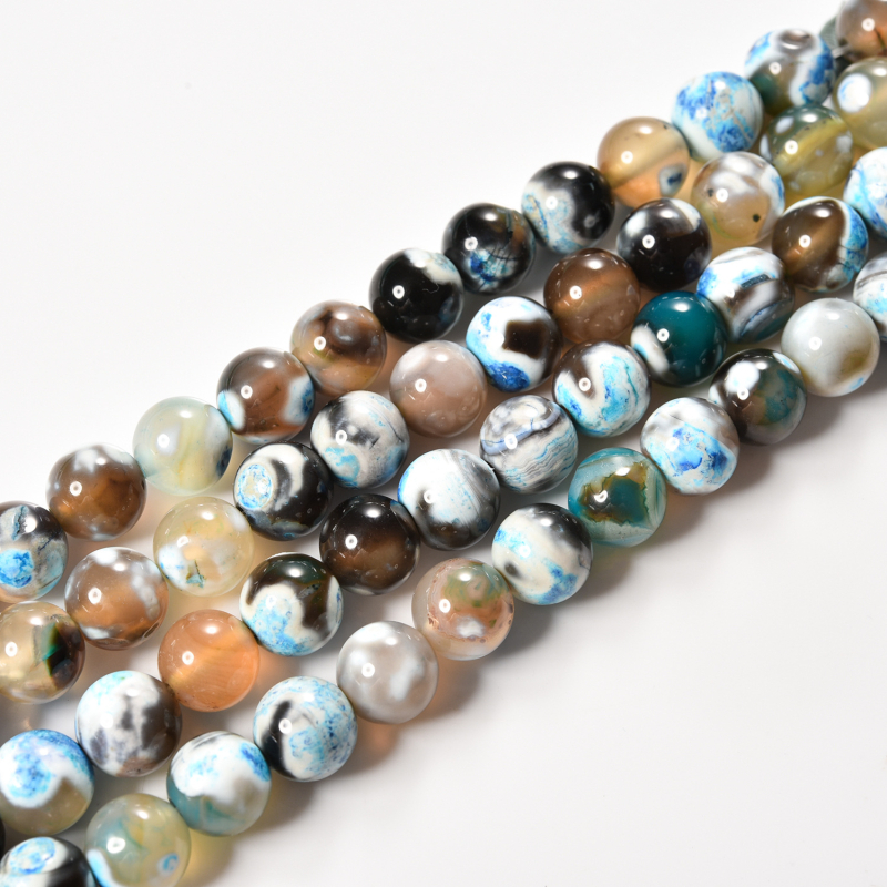 Fire Agate – prirodni kamen, ručno izrađene perle za nakit, poluproizvodi za narukvice, okrugle perle promjera 8 mm, šifra B-234