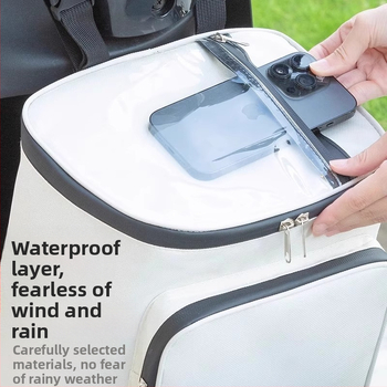 Esőálló elülső rögzítésű táska elektromos biciklik és robogók számára – esőruha tároló rekesz