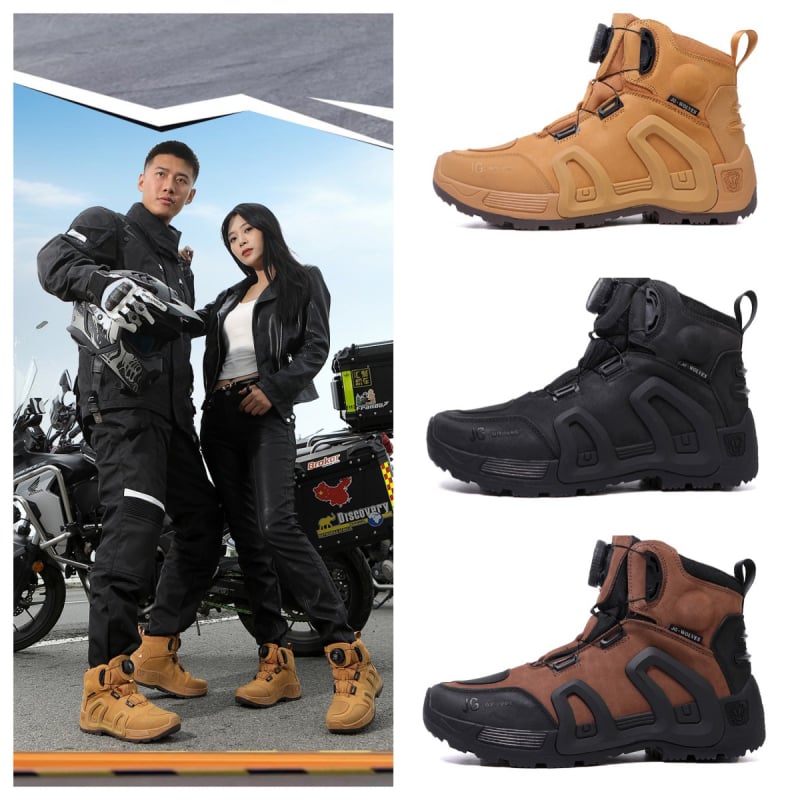 Jiugulang мотоциклетни обувки за каране от естествена кожа, дишащи, всесезонни, водоустойчиви, против хлъзгане