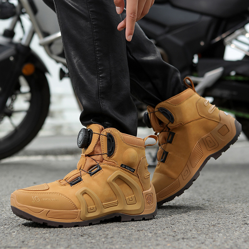 Jiugulang мотоциклетни обувки за каране от естествена кожа, дишащи, всесезонни, водоустойчиви, против хлъзгане