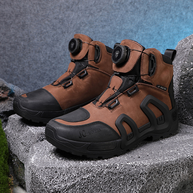 Jiugulang мотоциклетни обувки за каране от естествена кожа, дишащи, всесезонни, водоустойчиви, против хлъзгане