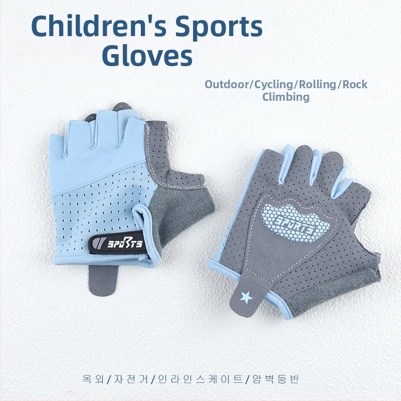 Παιδικά γάντια μισού δακτύλου για αθλήματα – πολυεστερας, αντιολισθητικά και διαπνέοντα, unisex, κατάλληλα για ποδηλασία, αναρρίχηση και ρόλερ σκι, ηλικίες 3–12 ετών