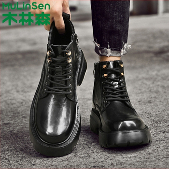 Martin jalatsid, ülaosa esmaklassilise lehma naha, vulkaniseeritud kummitald, keskmise kõrgusega varvas, ümmargune varvas, libisemisvastane, soojuse hoidmine, löögide neeldumine