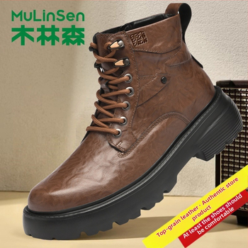 Martin jalatsid, ülaosa esmaklassilise lehma naha, vulkaniseeritud kummitald, keskmise kõrgusega varvas, ümmargune varvas, libisemisvastane, soojuse hoidmine, löögide neeldumine