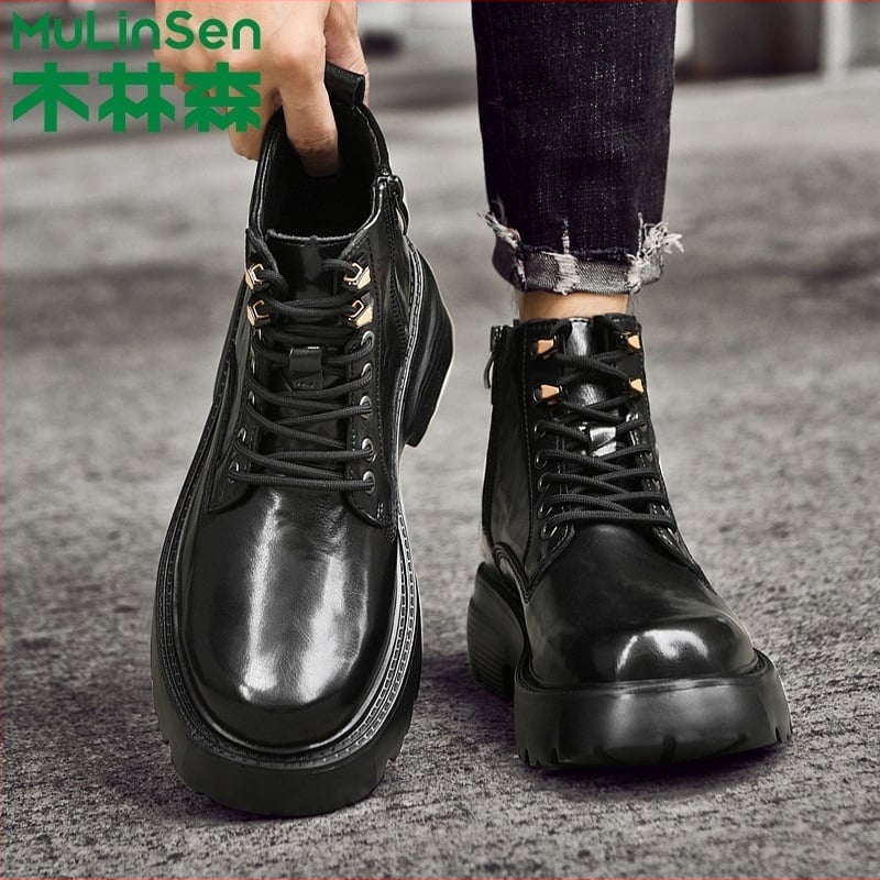 Martin jalatsid, ülaosa esmaklassilise lehma naha, vulkaniseeritud kummitald, keskmise kõrgusega varvas, ümmargune varvas, libisemisvastane, soojuse hoidmine, löögide neeldumine