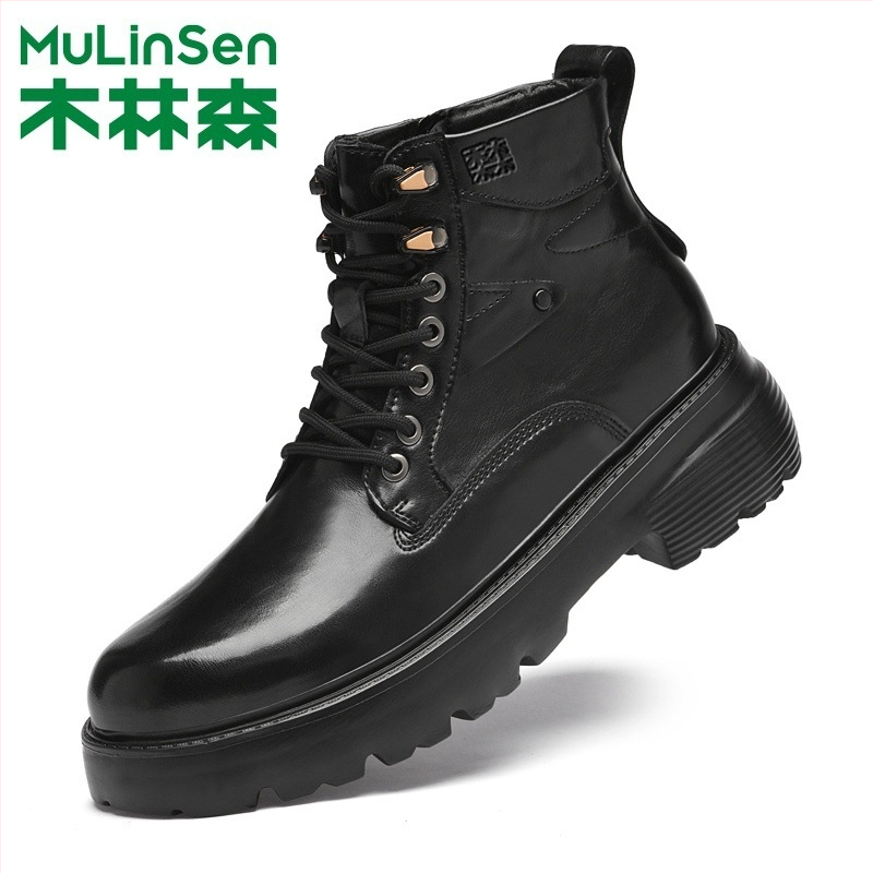 Martin jalatsid, ülaosa esmaklassilise lehma naha, vulkaniseeritud kummitald, keskmise kõrgusega varvas, ümmargune varvas, libisemisvastane, soojuse hoidmine, löögide neeldumine