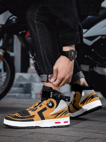 Мотоциклетни обувки за каране, кожени, универсални за всички сезони, с обвивка на глезена