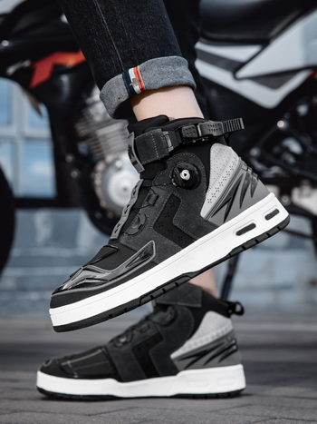 Мотоциклетни обувки за каране, кожени, универсални за всички сезони, с обвивка на глезена