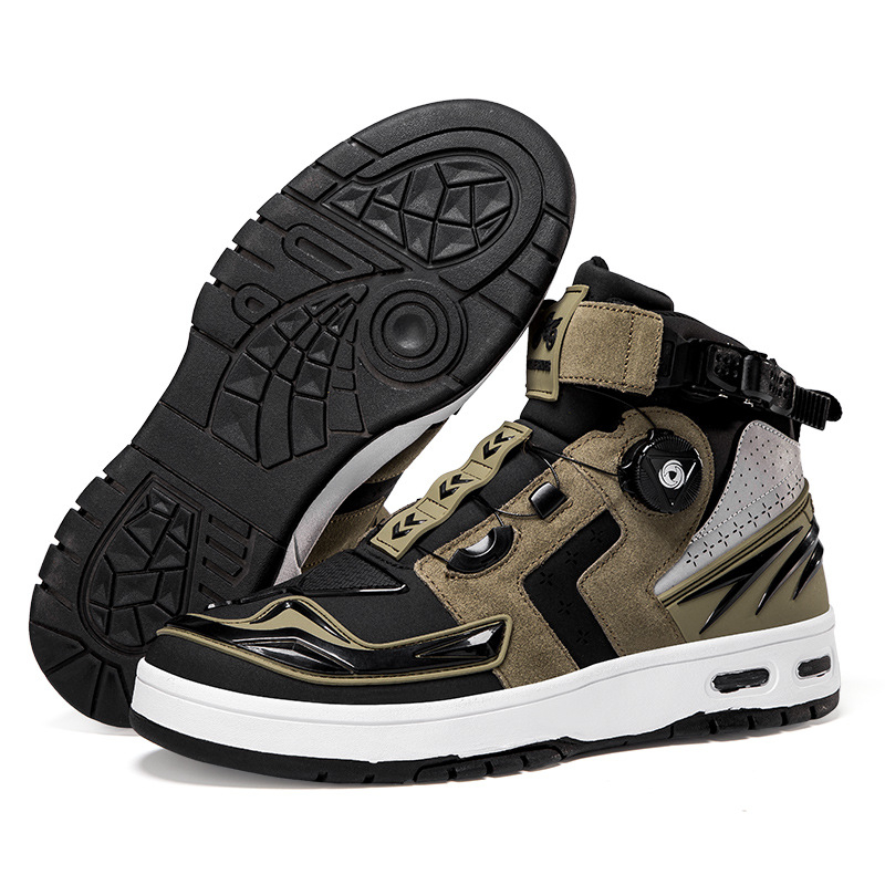 Мотоциклетни обувки за каране, кожени, универсални за всички сезони, с обвивка на глезена