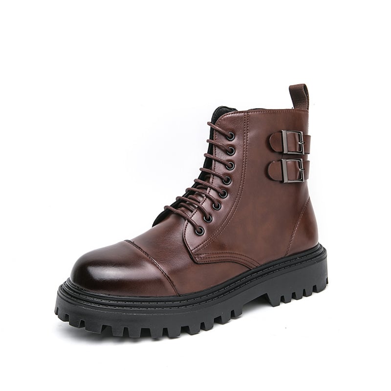 Meeste Martinid, hingav PU naha ülemine, külgzip, kõrge varbaosa, kummist talla kiil-kontsel