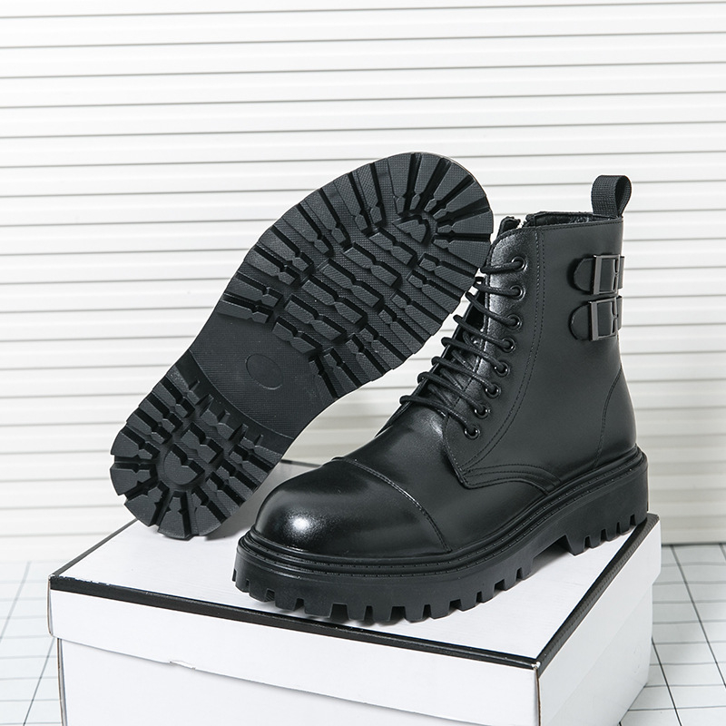 Meeste Martinid, hingav PU naha ülemine, külgzip, kõrge varbaosa, kummist talla kiil-kontsel