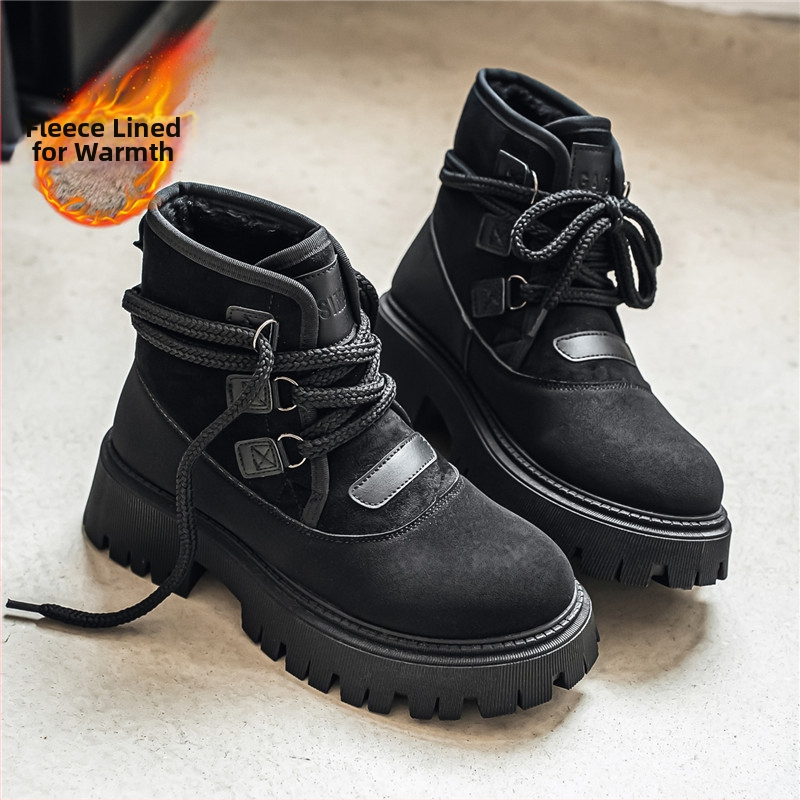 Meeste talves Martin-stiilis saapad kõrge säärega, paksu tallaga, nahk ülemine, PU vooder, veekindlad ja soojad
