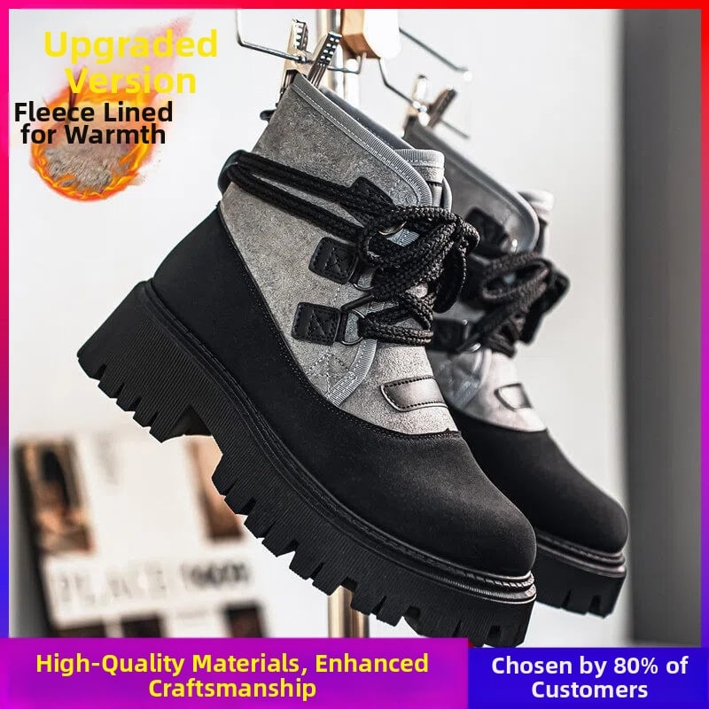 Meeste talves Martin-stiilis saapad kõrge säärega, paksu tallaga, nahk ülemine, PU vooder, veekindlad ja soojad