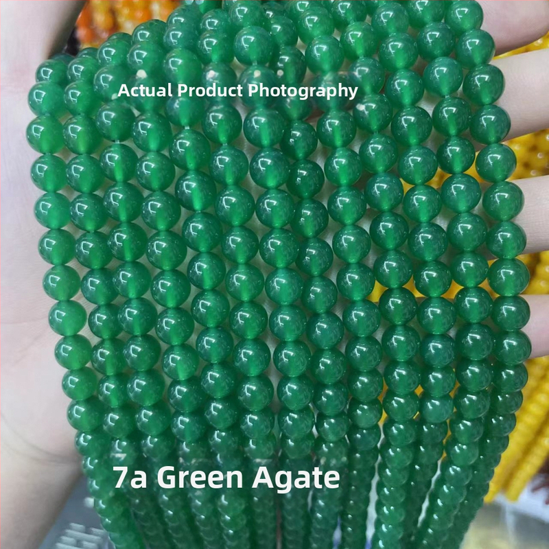 Laza gyöngyök - Természetes achát, csiszolás és polírozás, Yiwu eredetű, divatos stílus, kerek gyöngyök (2024 tavasza)