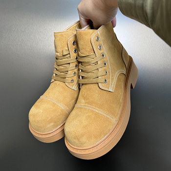 Unisex batai su vidutinio aukščio vamzdeliu, Ultra-Fiber viršus, odinis vidinis pamušalas, guminė pada, priekinis raištis, retro stilius (Modelis 5435)