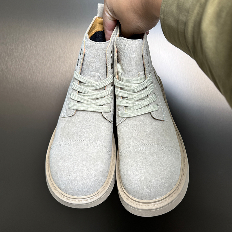 Unisex batai su vidutinio aukščio vamzdeliu, Ultra-Fiber viršus, odinis vidinis pamušalas, guminė pada, priekinis raištis, retro stilius (Modelis 5435)