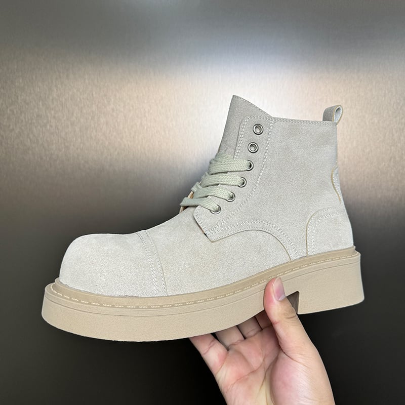 Unisex batai su vidutinio aukščio vamzdeliu, Ultra-Fiber viršus, odinis vidinis pamušalas, guminė pada, priekinis raištis, retro stilius (Modelis 5435)